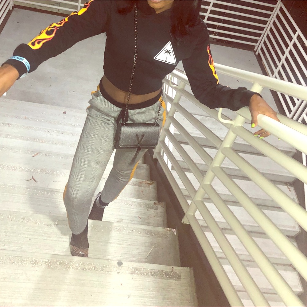 PALM ANGELS FIRE FLAME CROP HOODIE